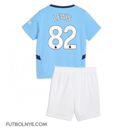 Camiseta Manchester City Rico Lewis #82 Primera Equipación para niños 2024-25 manga corta (+ pantalones cortos)